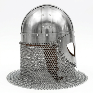 Casco Vikingo Medieval Hecho a Mano de Acero Suave con Avental de Malla, Armadura de Guerrero Nórdico Usable para Cosplay de Halloween - Product Image 2