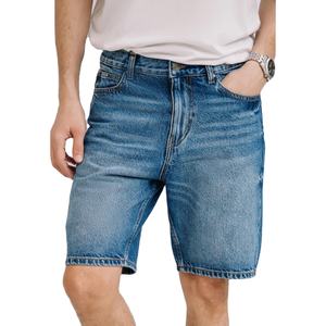 กางเกงยีนส์ขาสั้นสีน้ำเงินลำลองสำหรับผู้ชาย ผู้ผลิต OEM/ODM ผลิตในปากีสถาน กางเกงยีนส์ขาสั้นแบบทำสีซีดตามสั่ง - Product Image 3