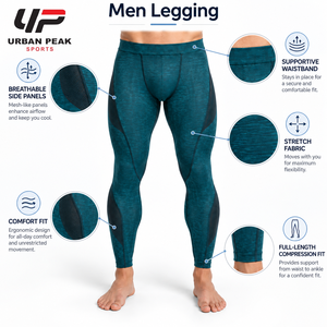 Flexible <b>Men</b> <b>Legging</b> With Body Contouring Shape Soft Fabric And Breathable Construction For Exercise And Fitness Workouts - Product Image 6