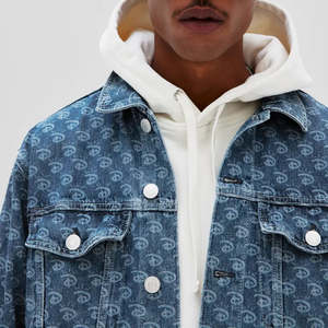 Vestes en jean pour hommes en matériau léger sur mesure / Vestes en jean pour hommes à fermeture à bouton unique très demandées - Product Image 4