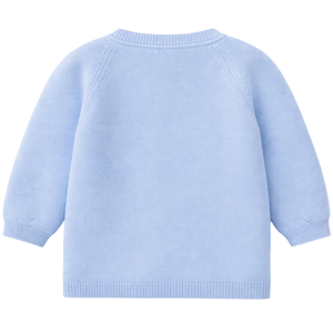 Cardigan en tricot texturé bleu ciel pour bébé, en coton doux, à manches longues, boutonné devant, pour nouveau-né, nourrisson, tout-petit - Product Image 2