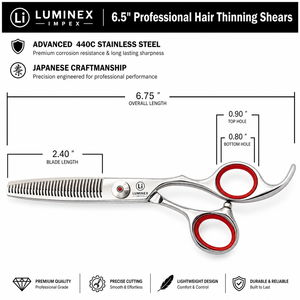 Ciseaux droits pour gauchers NYBL-55 de 5,5 pouces, JAPON, acier 440C, tranchants, dureté 58-59HRC, manche en acier inoxydable, ciseaux de barbier, cheveux, 28 - Product Image 2