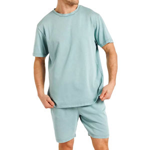 Private Label Summer <b>Set</b> T Shirt Shorts Cotton Casual Loose Fit Matching Outfit Men Shorts <b>Set</b> - Product Image 5