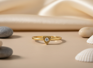 Handmade Gold Plated Minimalist Triangle Gemstone <b>Ring</b> Factory Direct VVS1 Lab Grown Diamond <b>Stacking</b> <b>Ring</b> Unisex Wedding - Product Image 4