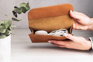 Polished Finish Leather <b>Cable</b> Organizer Sleek Desktop Cord Tidy Earphone Wire Management Wrap Charger Supplier LCO-0063 - Product Image 4