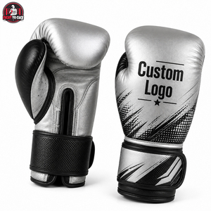 Kickboxing OEM ODM Service Custom Logo <b>Silver</b> and Black Boxing <b>Gloves</b> Professional Training Sparring Punching Bag <b>Gloves</b> - Product Image 3