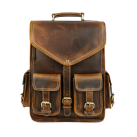 Mochila de Cuero Unisex, Estilo Retro de Lujo, Mochila de Viaje, Bolso Escolar, Piel de Vaca Resistente al Agua, Capacidad de 20-35L