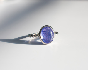 Tanzanite Oval Cabochon <b>Ring</b> 925 Sterling <b>Silver</b> Handcrafted Twisted Rope Band Purple Blue Gemstone <b>Solitaire</b> Jewelry - Product Image 5