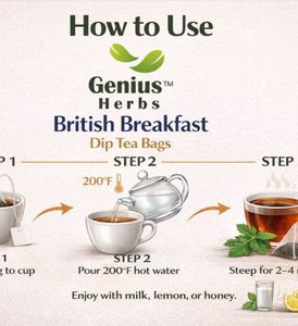 Sachets de thé bien-être pour petit-déjeuner britannique nutritif, enveloppes individuelles, infusion superalimentaire, profil de saveur intense, boisson naturelle - Product Image 4