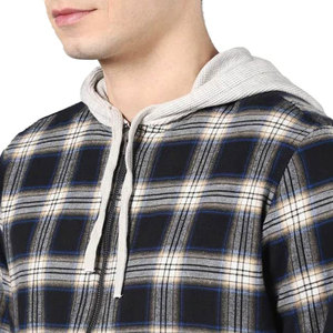 Sweat-shirt à capuche zippé en flanelle à carreaux pour homme, coupe classique, décontracté, pour l'automne, sweat-shirt zippé moderne pour homme, léger et respirant - Product Image 3