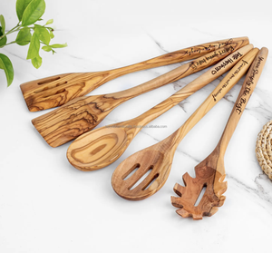 Juego de utensilios de madera de teca Natural de gran venta para cocinar cucharas de madera para cocina juego de utensilios antiadherentes DE LA India - Product Image 2