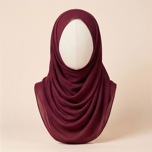 Hiyab de poliéster de color sólido para mujer, tela jersey, agradable al tacto, para uso diario, pañuelo étnico de Oriente Medio. - Product Image 1