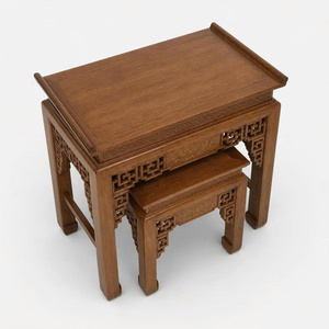 Mesa de Altar Rectangular de Madera Maciza Tam Viet A08 Sindora, de un Solo Nivel, con Diseño de Loto Grabado, Reutilizable, para Culto Familiar y Ancestral - Product Image 5