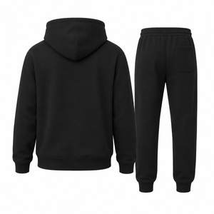 Unisex Black Hooded Sweatshirt and Jogger Pants Tracksuit 100% Cotton Winter Digital Printing OEM ODM Private Labeling Services - Product Image 3