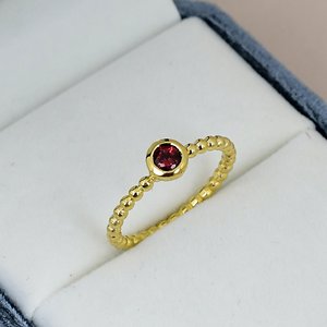 Bezel Setting Beaded Band Wholesale Solid <b>925</b> <b>Sterling</b> <b>Silver</b> <b>Ring</b> Garnet Gemstone Gold Plated Women Everyday Wear <b>Silver</b> <b>Ring</b> - Product Image 3