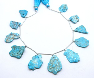 11 perles brutes lisses en turquoise naturelle d'Arizona, percées sur le devant, pour la fabrication de bijoux DIY - Product Image 2