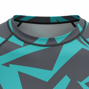 Chemise de sport unisexe à manches longues, protection UV UPF50+, séchage rapide, polyester et nylon, imprimé géométrique gris-vert, pour la natation et le surf - Product Image 6