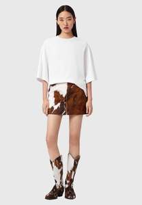 Mini-jupe en cuir de vachette à poils, jupe à franges en peau de bête, tendance, décontractée, streetwear pour femmes - Product Image 5