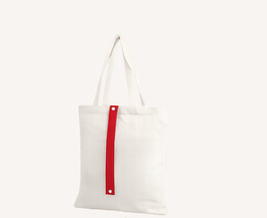 Bolsa de compras reutilizable de lona de algodón lisa con logotipo impreso personalizado y patrón de letras, plegable. - Product Image 5