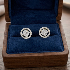1/2 TCW Real Diamond Cluster <b>Stud</b> <b>Earrings</b> Round Cut I GH Color | Elegant Halo Design Gold <b>Studs</b> <b>Fine</b> Jewelry Gift for Women - Product Image 2