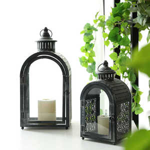 Vintage Moroccan <b>Black</b> Metal <b>Lantern</b> Rectangle Candle Holder with Cutout Pattern for Home Weddings Decoration - Product Image 6
