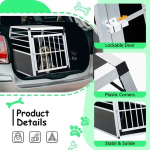 Caja de Transporte de Aluminio Negra Plateada de 35 x 25 x 27 Pulgadas, Caja de Transporte para Perros y Gatos, Transportín para Mascotas - Product Image 5