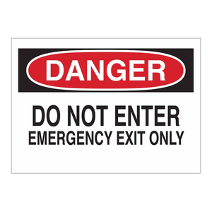 Panneau de signalisation en PVC « Danger, ne pas entrer, sortie d'urgence uniquement » pour les installations industrielles et publiques - Product Image 1