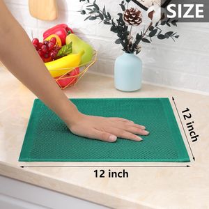 Set di 6 Panni da Cucina Ultra Morbidi in Cotone 100% a Nido d'Ape, Asciugatura Rapida, 30x30 cm, Verde Scuro, Assorbenti per Pulizia - Product Image 5