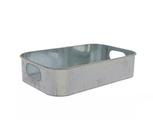 Bandeja Rectangular de Metal Galvanizado Plateado con Asa para Servir Bebidas y Aperitivos en el Hogar y Hoteles, Hecha a Mano, al por Mayor - Product Image 6