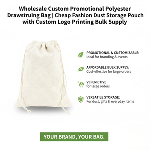 Sac à cordon en polyester personnalisé en gros pour promotion |   Pochette de rangement anti-poussière tendance et économique avec impression de logo personnalisé, approvisionnement en gros - Product Image 3