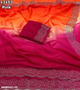 Excellent Quality Amazing Color Star Georgette with Padding With Siroski Work <b>Saree</b>-<b>Blouse</b> Collection Online Shopping India - Product Image 6