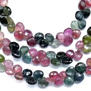 100% llegada Natural Multi turmalina facetada cuentas en forma de corazón turmalina Briollette cuentas para la fabricación de joyas - Product Image 1