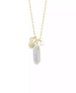 Collana di fascino del sole e della luna al quarzo placcato oro 14k o placcato argento | Macis's - Product Image 1