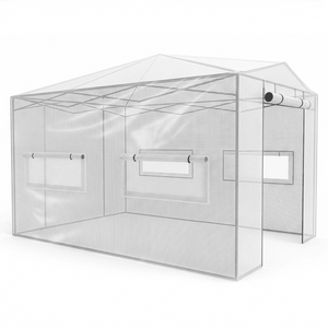 Serra Pieghevole 8x12ft in Plastica con Tubi in Ferro Verniciato e Rete in PE, Bianca, per Giardino - Product Image 5