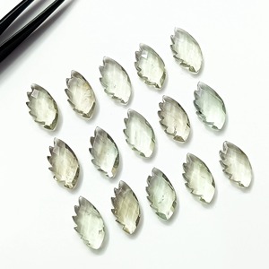 Ametista verde natural facetada en forma de hoja, tallada a mano, piedra preciosa de 20 mm, tallado de piedra suelta para la fabricación de joyas, precio al por mayor, suministro a granel. - Product Image 2