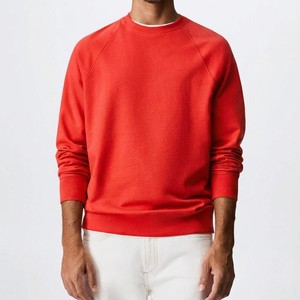 Sudadera de Manga Raglán Roja Brillante para Hombre, Cuello Redondo, Felpa Suave, Estilo Deportivo Casual, Manga Larga, Esencial para Invierno, Superventas - Product Image 5