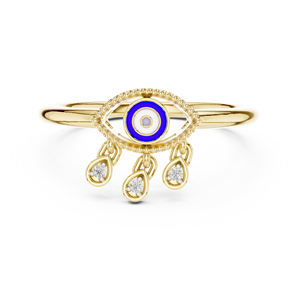 Bagues avec breloques en diamant de laboratoire taille brillant rond, en or jaune 14K 18K, bijoux fins minimalistes, cadeaux, fabricant grossiste - Product Image 3