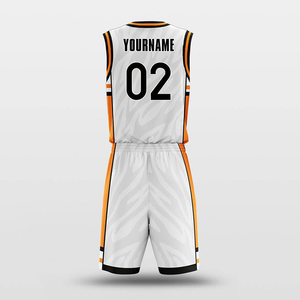 Uniformes de basket-ball sublimés personnalisés Blanc Orange Col en V Sans manches Évacuation de l'humidité Respirant Séchage rapide Écologique - Product Image 2