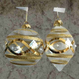 Decoración Navideña de Año Nuevo, Bola de Cristal Transparente de 100 mm de Diámetro con Lentejuelas Doradas y Rojas Brillantes, Adorno en Forma de Cebolla - Product Image 3