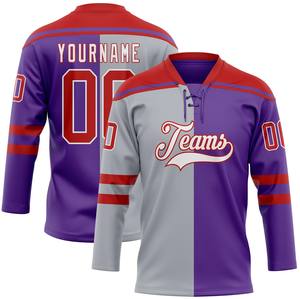 Maillot de hockey sur glace personnalisé avec col lacé – Uniforme d'équipe respirant par sublimation avec nom et numéro - Product Image 5