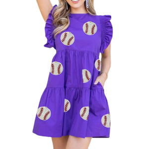 Vestidos midi ajustados sin mangas para mujer, con parches de patas con cuentas, para el día del partido, de tela transpirable, color morado liso, de moda y de gran venta. - Product Image 5