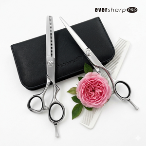 Ciseaux à cheveux pour droitiers en acier inoxydable VG10 de 6 pouces - Lame droite ultra-affûtée, manche moyen - Product Image 1