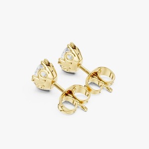 Boucles d'oreilles clous en diamant de laboratoire taille ovale 1,00 carat total, or jaune 9K, solitaire à 6 griffes, vente en gros, bijoux fins OEM - Product Image 4