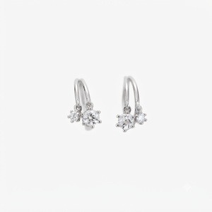 Pendientes de Aro de Oro Real de 14K con Diamantes Cultivados en Laboratorio, Color DEF, Claridad VVS2, Pendientes Huggie Pequeños con Colgante, Pendientes de Aro con Dijes - Product Image 5