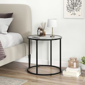 Table d'appoint en verre de 20 pouces avec structure en métal et plateau en faux marbre - Product Image 2