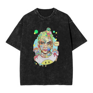 Custom Oversized Men's Cartoon Print T-Shirt Short Sleeve O-Neck Street Style 100% Cotton Jersey Fit Regular Unisex T-shirt - Product Image 1