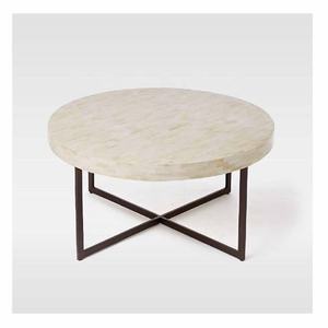 Mesa de centro redonda con incrustaciones de hueso de último diseño con marco de hierro, mesa central con incrustaciones de hueso, mesa auxiliar para sala de estar - Product Image 1