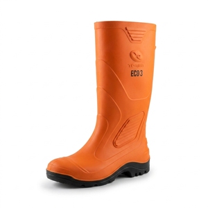 Orange PVC Summer Fashion Safety Waterproof <b>Knee</b>-<b>High</b> Steel Toe Anti-Slip Work Rain Boots for Unisex Construction Farming - Product Image 6