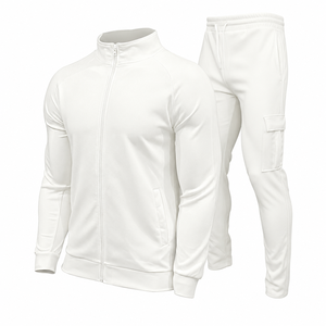 Ensemble de survêtement cargo pour homme avec veste à col montant et fermeture éclair intégrale, manches raglan et pantalon de jogging à poches utilitaires, 2 pièces, vêtements de sport - Product Image 5