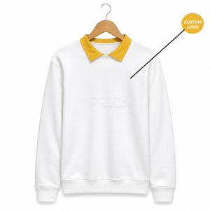 <span class=keywords><strong>Felpa</strong></span> Bianca a Maniche Lunghe <span class=keywords><strong>con</strong></span> <span class=keywords><strong>Colletto</strong></span> Peter Pan Giallo della Confraternita Cosh International, Top Casual in Maglia per l'Autunno - Product Image 5
